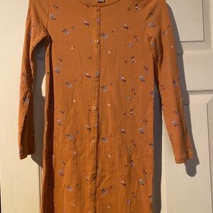 Carter's Orange Button-Down Dress with Floral Accents